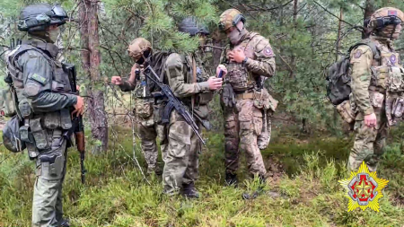 FILE - In this grab taken from video released by Belarus' Defense Ministry on Thursday, July 20, 2023, Belarusian soldiers of the Special Operations Forces (SOF) and mercenary fighters from Wagner private military company attend the weeklong maneuvers conducted at a firing range near the border city of Brest, Belarus. AP/RSS Photo